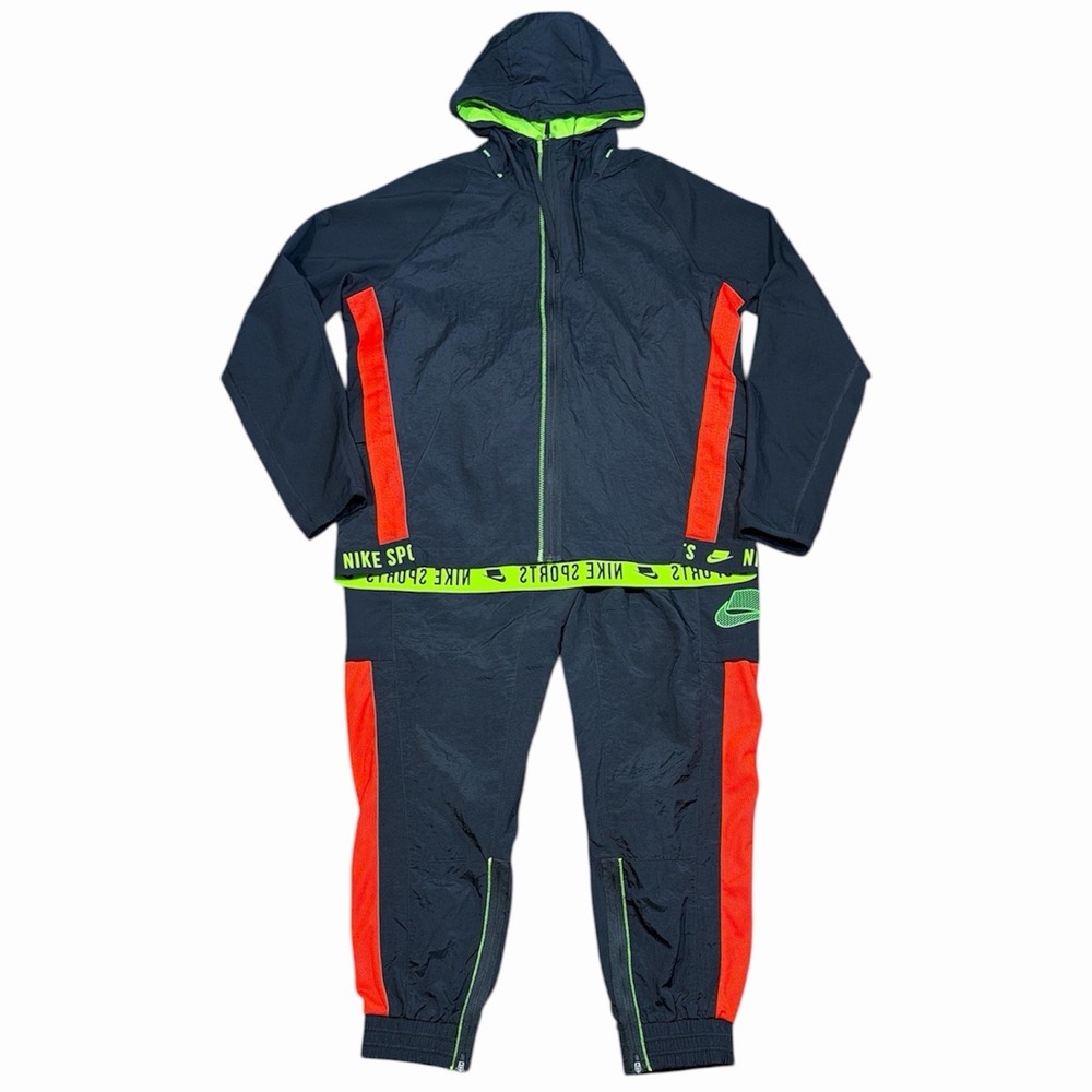 Men's LARGE Nike Flex Sport Clash Training Jacket & Pants Set Neon Green Orange